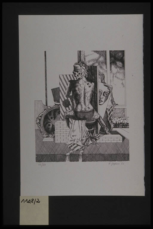 Figura femminile nuda (stampa, elemento d'insieme) di Gasperini Roberto, Gasperini Roberto (terzo quarto sec. XX)