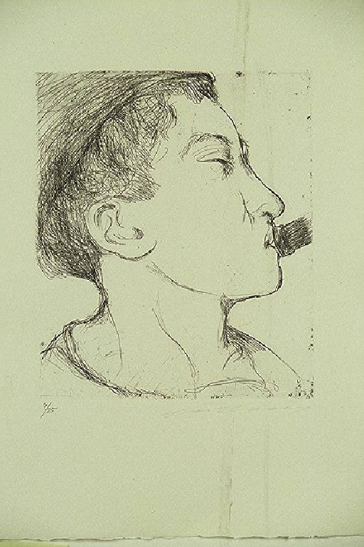 Ritratto maschile di profilo (stampa, elemento d'insieme) di Treccani Ernesto, Treccani Ernesto (terzo quarto sec. XX)
