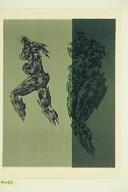 Figure femminili nude (stampa a colori, elemento d'insieme) di Gnaccarini Otello, Gnaccarini Otello (terzo quarto sec. XX)