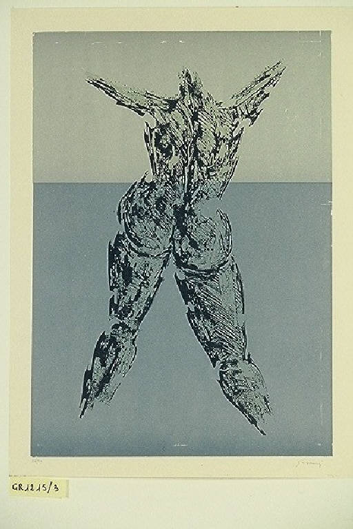 Figura femminile nuda (stampa a colori, elemento d'insieme) di Gnaccarini Otello, Gnaccarini Otello (terzo quarto sec. XX)