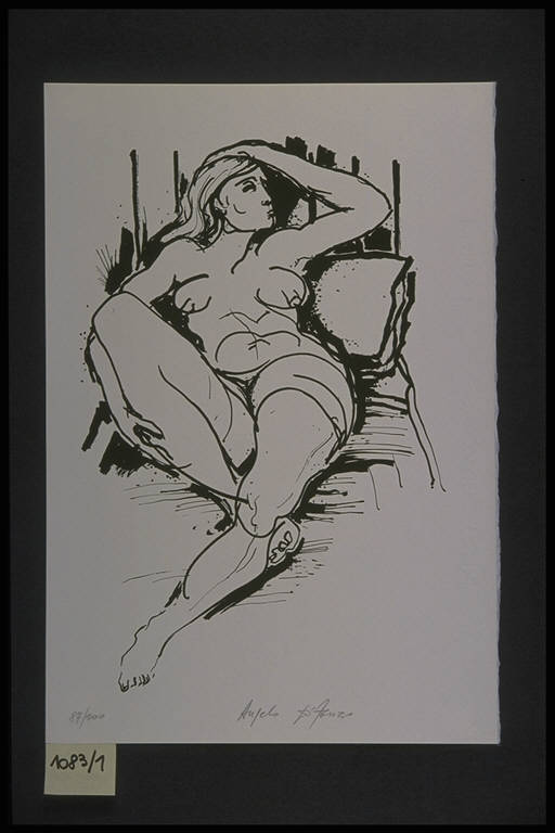 Figura femminile nuda (stampa, elemento d'insieme) di Di Fonzo Angelo, Di Fonzo Angelo (terzo quarto sec. XX)