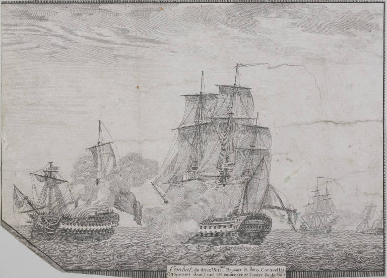 Battaglia navale (stampa tagliata) - ambito francese (secc. XVIII/ XIX)