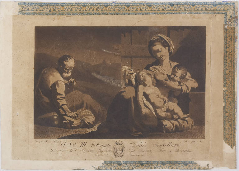 Sacra famiglia con San Giovannino (stampa a colori) di Martini Biagio (inizio sec. XIX)