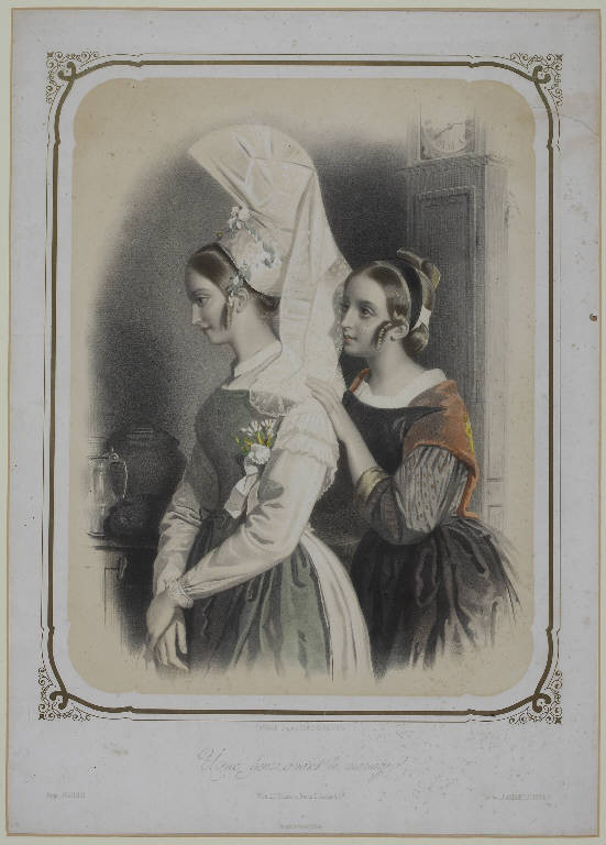 Figure femminili (stampa colorata a mano) di Sewrin Edmond, Lafosse Jean Baptiste Adolphe (sec. XIX)