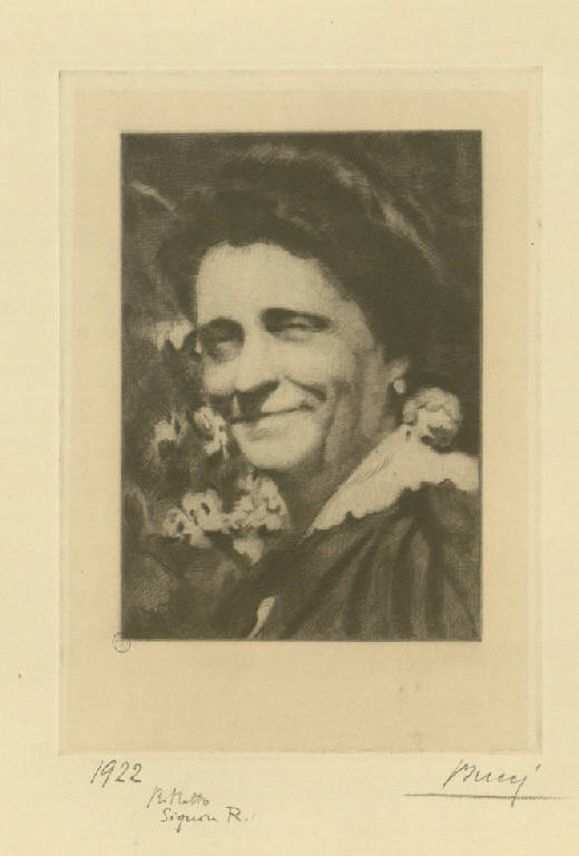 Signora Redaelli, Ritratto femminile (stampa) di Bucci Anselmo (sec. XX)