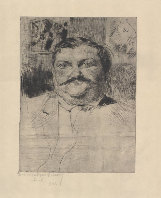 Lanck, Ritratto maschile (stampa) di Bucci Anselmo (sec. XX)