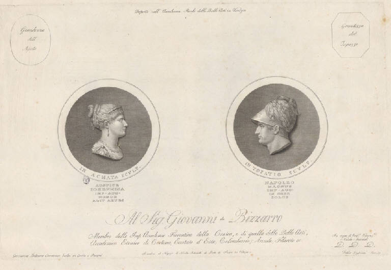 Cammei con i ritratti di Napoleone Bonaparte e di Josephine de Beauharnais (Stampa) di Zuliani Felice, Beltrami Giovanni, Beltrami Giovanni (sec. XIX)