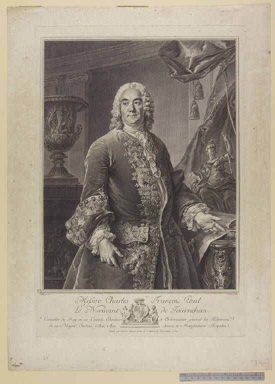 Ritratto di Charles François Paul le Normant de Tournehem (stampa) di Dupuis Nicolas Gabriel, Tocque Louis (sec. XVIII)