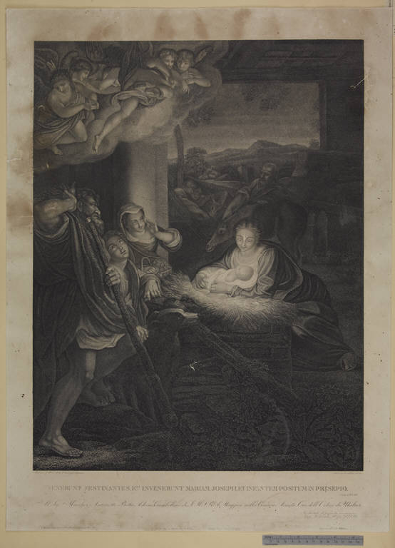 La Notte, Adorazione di Gesù Bambino (stampa tagliata) di Zecchin Antonio, Allegri Antonio detto Correggio (sec. XIX)