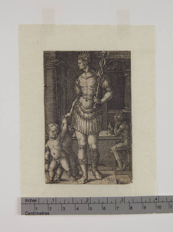 Mercurio (stampa tagliata) di Aldegrever Heinrich (sec. XVI)