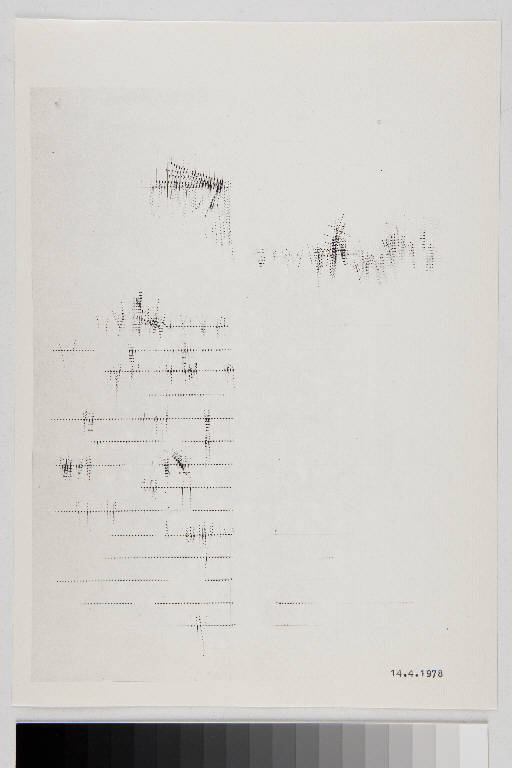 14.4.1978, Composizone astratta con linee orizzontali e segni (stampa, serie) di Amoretti Cesi (ultimo quarto sec. XX)