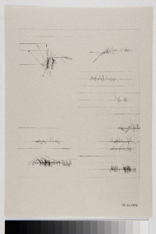 18.5.1978, Composizone astratta con linee orizzontali e segni (stampa, serie) di Amoretti Cesi (ultimo quarto sec. XX)
