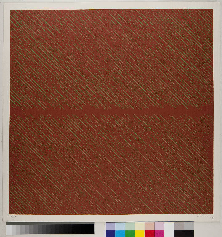 Composizione astratta a righe diagonali (stampa a colori, serie) di Ortelli Gottardo, Sanesei Roberto (secondo quarto sec. XX)
