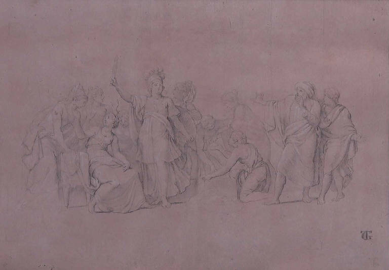 Achille e le figlie di Licomede (disegno, opera isolata) di Teosa Giuseppe (prima metà sec. XIX)