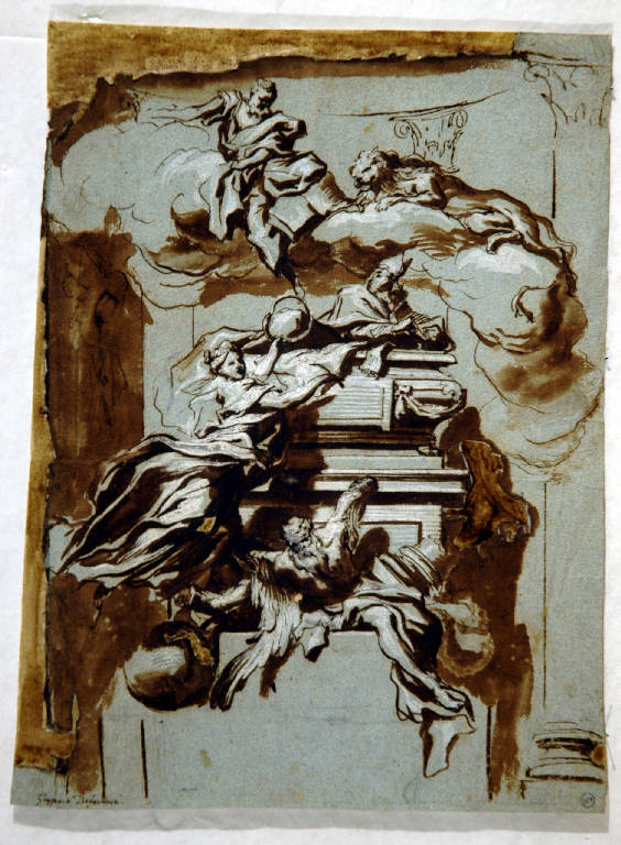 Studio per un monumento funebre (disegno, opera isolata) di De Ferrari Gregorio (secc. XVII)