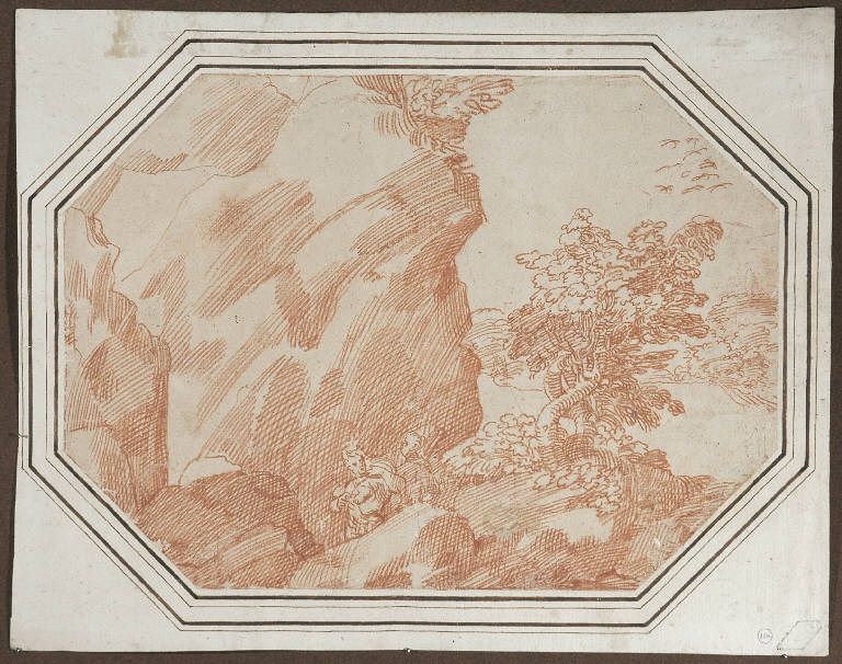 Paesaggio con figure (disegno, opera isolata) - ambito veneto (prima metà sec. XVI)