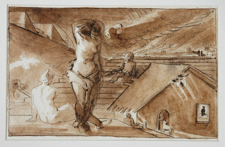 Figure in un paesaggio (disegno, opera isolata) di Duranti Fortunato (secondo quarto sec. XIX)