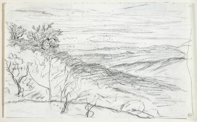 Paesaggio/ Angioletto (disegno, opera isolata) di Bertelli Luigi (secc. XIX/ XX)