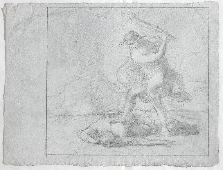 Caino uccide Abele (disegno, opera isolata) - ambito italiano (secondo quarto sec. XIX)