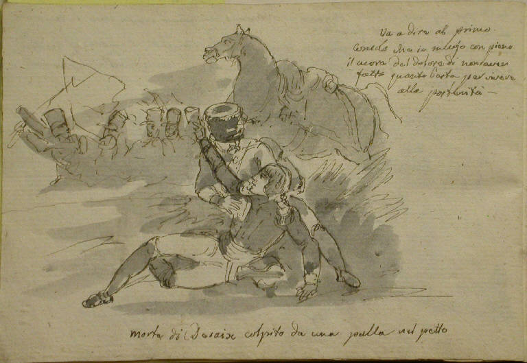 La morte del generale Desaix (disegno, elemento d'insieme) - ambito italiano (sec. XIX)