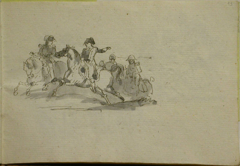 Napoleone a cavallo (disegno, elemento d'insieme) - ambito italiano (sec. XIX)