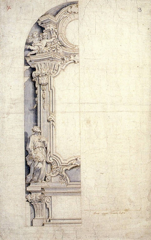 Giovanni a Morbegno, Altare dello Spirito Santo nella chiesa di San Giovanni a Morbegno (disegno, opera isolata) di Ligari Giovanni Pietro (secondo quarto sec. XVIII)
