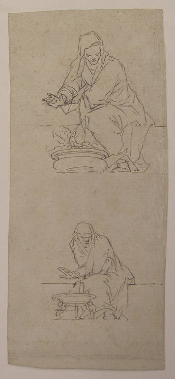 Figure sedute e braciere (disegno, opera isolata) di Ligari Giovanni Pietro (sec. XVIII)