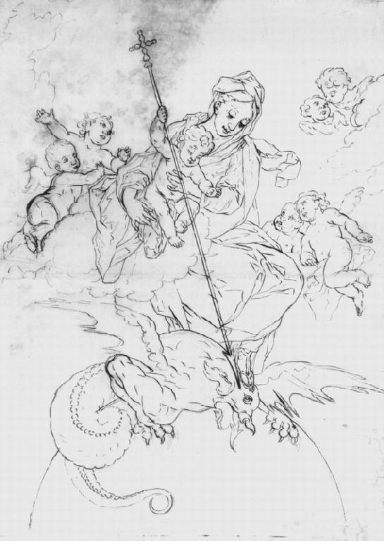 Immacolata Concezione con Bambino (disegno, opera isolata) di Ligari Giovanni Pietro (sec. XVIII)
