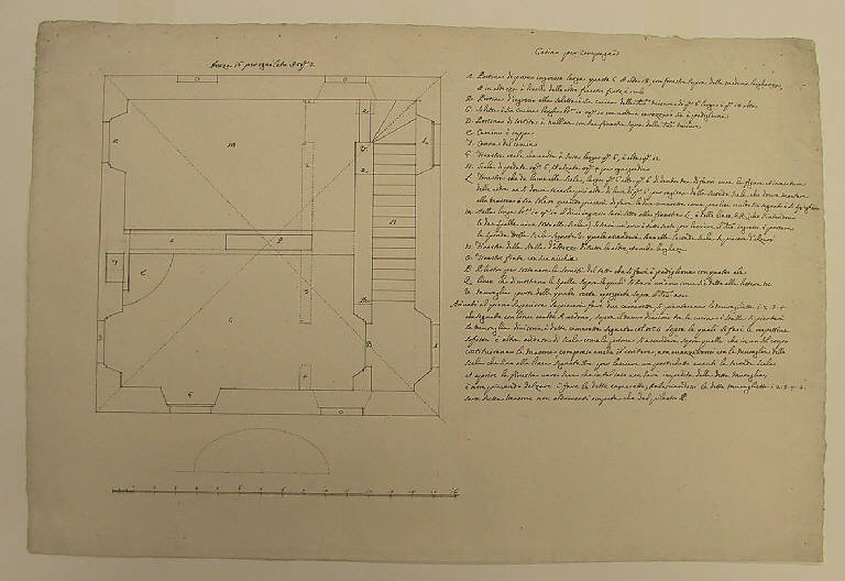 Planimetria di edificio (disegno, opera isolata) di Ligari Giovanni Pietro (secondo quarto sec. XVIII)