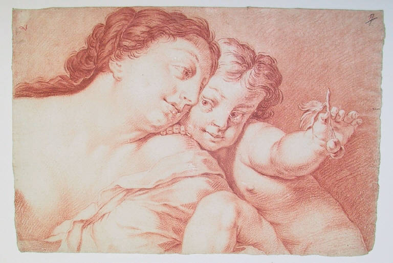 Donna con bambino/ Busto femminile (disegno, opera isolata) di Ligari Cesare (sec. XVIII)
