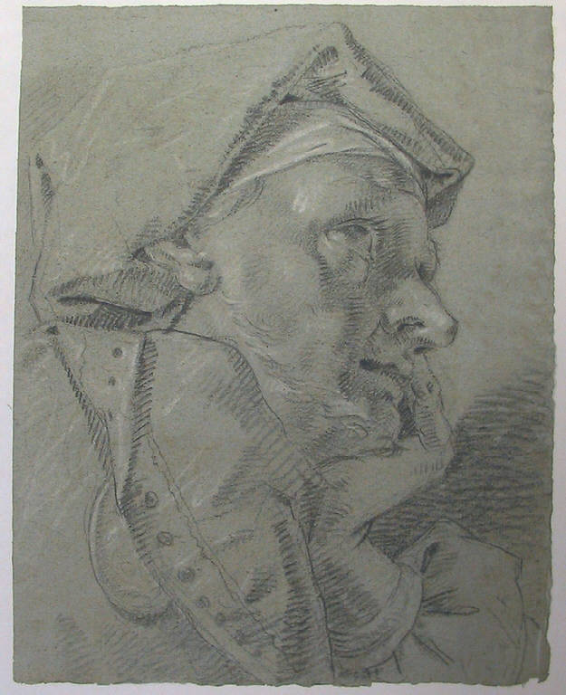 Testa d'uomo con cappuccio (disegno, opera isolata) di Ligari Cesare (sec. XVIII)