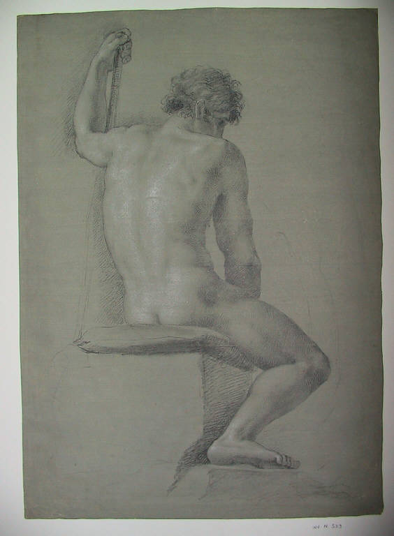 Figura maschile seduta (disegno, opera isolata) di Ligari Angelo (secondo quarto sec. XIX)