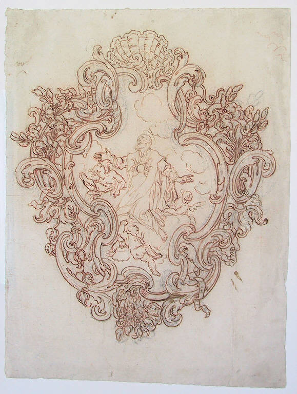 Figura di Santo inginocchiata (disegno, opera isolata) di Ligari Giovanni Pietro (prima metà sec. XVIII)