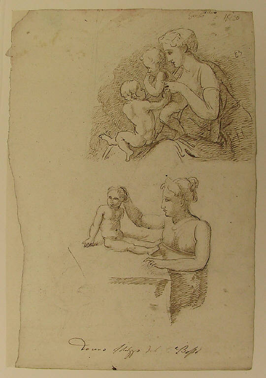 Figure femminili con bambini (disegno, opera isolata) di Ligari Angelo (sec. XIX)