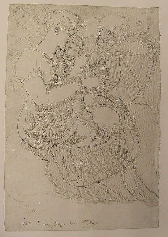 Figura femminile con bimbo e vecchio/ Putto (disegno, opera isolata) di Ligari Angelo (sec. XIX)