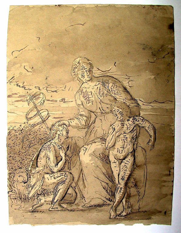 Madonna con Bambino e San Giovannino (disegno, opera isolata) di Ligari Angelo (sec. XIX)