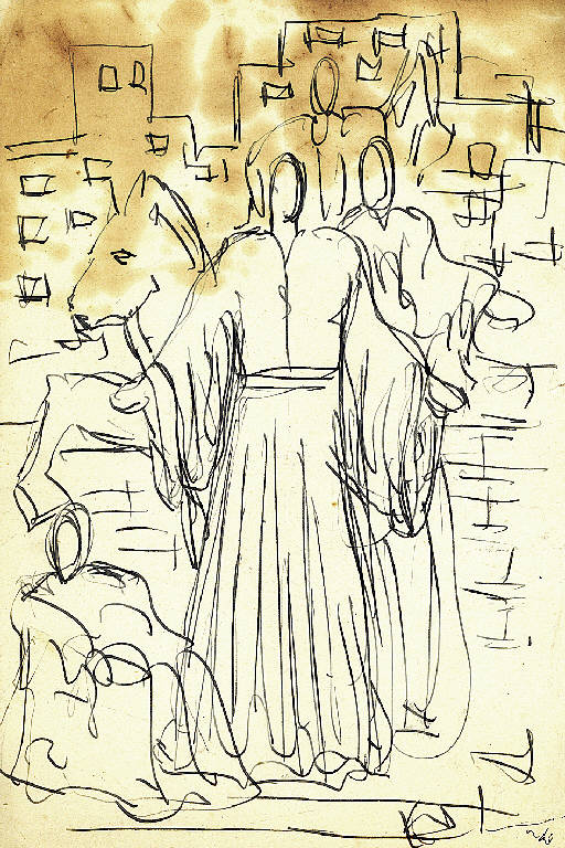 figure a cavallo, Figure maschili (disegno) di Parisi, Domenico detto Ico Parisi (secondo quarto sec. XX)