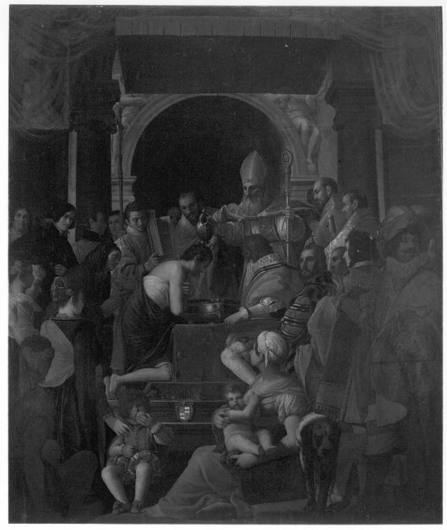 Battesimo di sant'Agostino (dipinto) di Damini Pietro (prima metà sec. XVII)