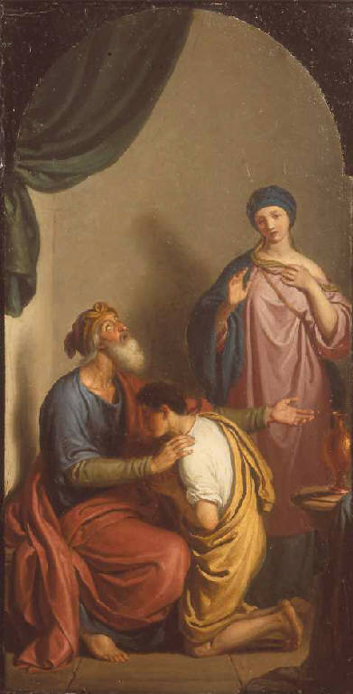 Isacco benedice Giacobbe (dipinto) di Diotti Giuseppe (sec. XIX)