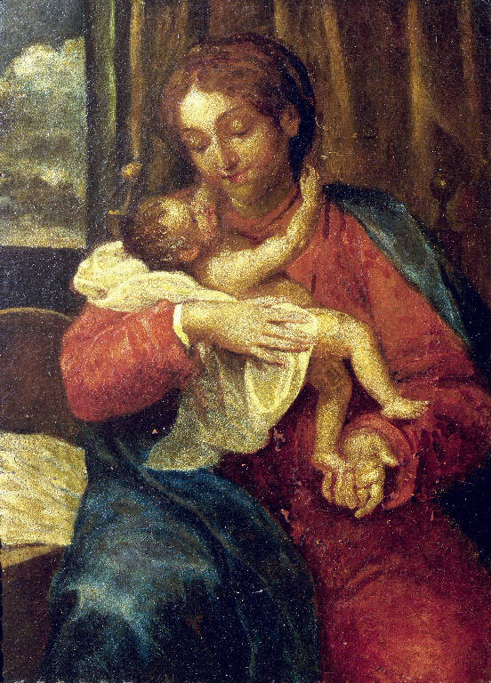 Madonna con Bambino (dipinto) di Bellini Giovanni Alberto (sec. XIX)
