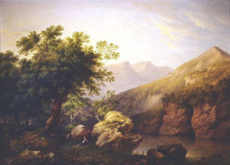 Paesaggio fluviale (dipinto) di Marenzi Andrea Antonio Maria (sec. XIX)