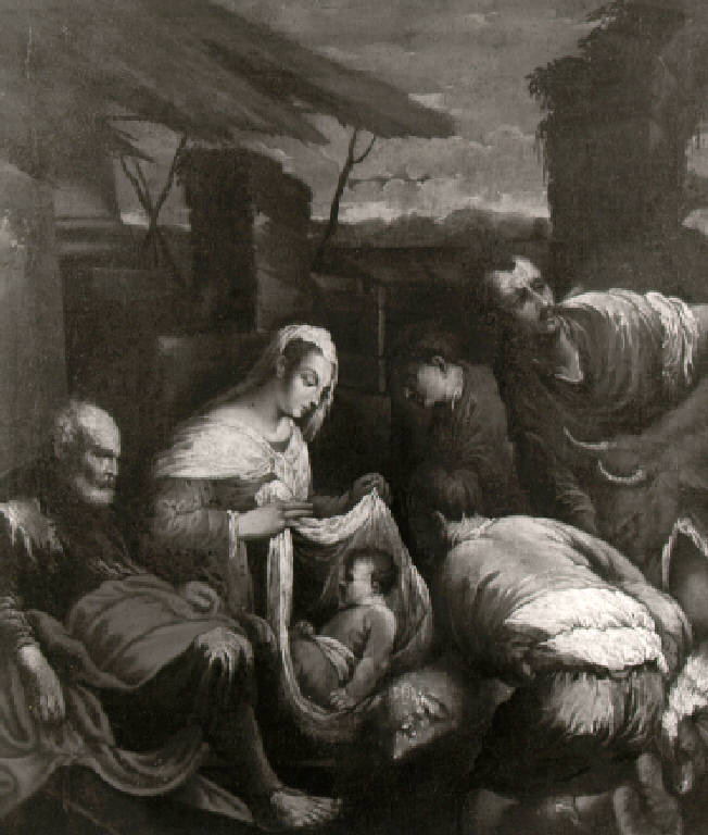 Adorazione dei pastori (dipinto, opera isolata) di Da Ponte Jacopo detto Bassano Jacopo (cerchia) (ultimo quarto sec. XVI)