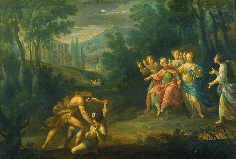 Ercole protegge le figlie di Licomede (dipinto, opera isolata) - scuola francese (sec. XVII)