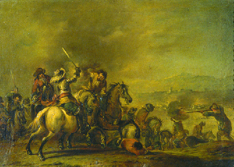 Battaglia di cavalleria (dipinto, opera isolata) di Simonini Francesco Antonio (secondo quarto sec. XVIII)
