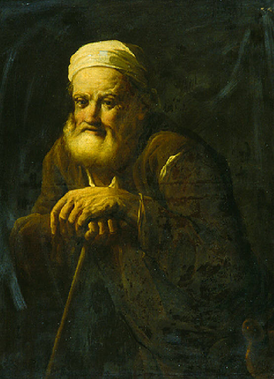 Figura di vecchio con bastone (dipinto, opera isolata) di Cifrondi Antonio (secondo quarto sec. XVIII)