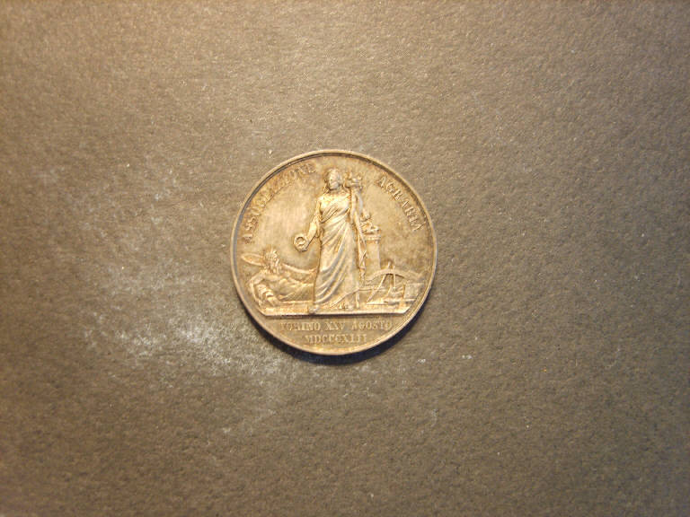 Allegoria della città di Torino (medaglia, opera isolata) - ambito italiano (sec. XIX)