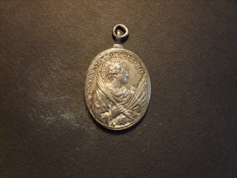Sant'Orsola/ Santa Caterina (medaglia, opera isolata) - ambito italiano (sec. XVIII)