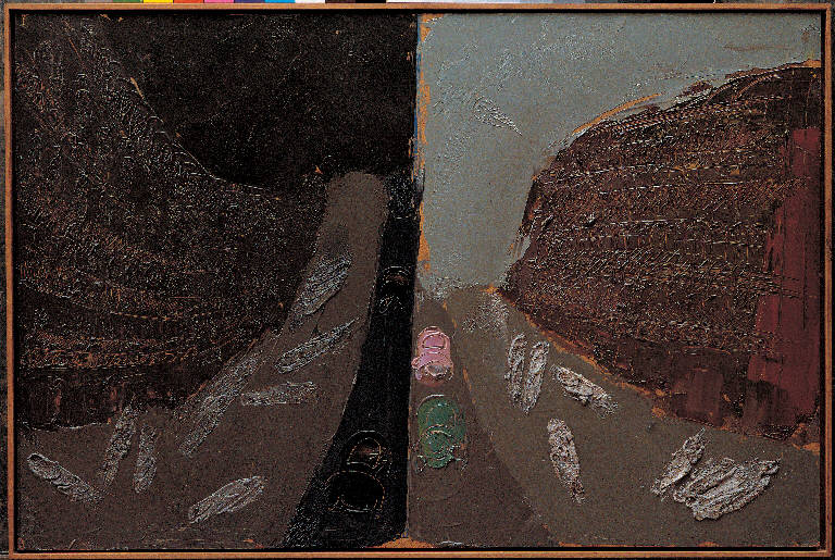 Bombay, 19, Paesaggio con architetture (dipinto, opera isolata) di Congdon Grosvenor, William - ambito statunitense Action Painting (sec. XX)