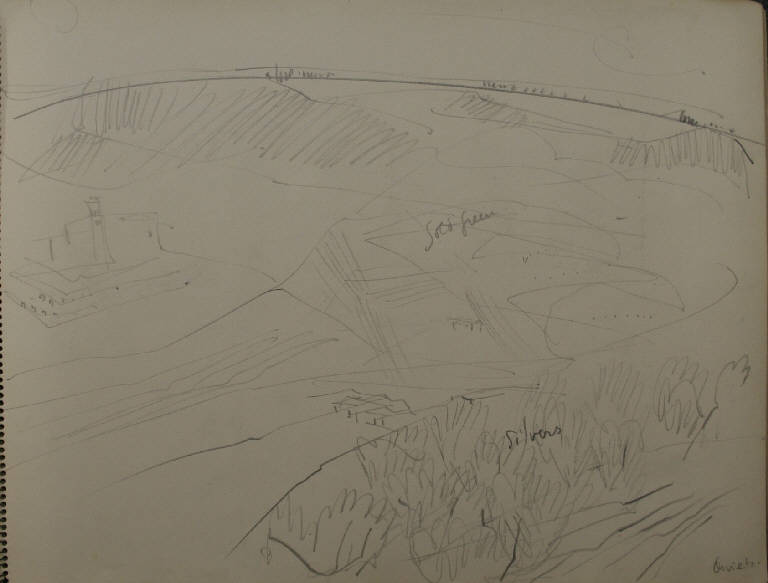 Orvieto, PAESAGGIO (disegno, opera isolata) di Congdon Grosvenor, William - ambito statunitense Action Painting (seconda metà sec. XX)