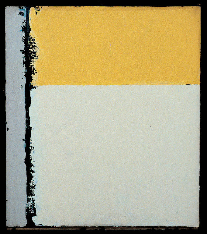 Neve cielo giallo con blu, Paesaggio rurale (dipinto, opera isolata) di Congdon Grosvenor, William - ambito statunitense Action Painting (sec. XX)